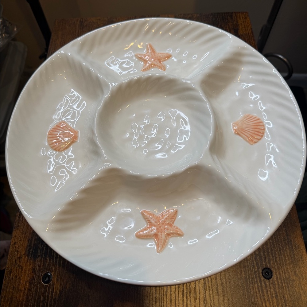 Vintage Mesa International Sea Theme Serving Platter Ceramic Dish 15 inches.